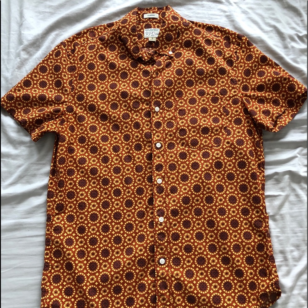 J. Crew Classic Secret Wash Organic Cotton Button Up Short Sleeve w/ Stretch